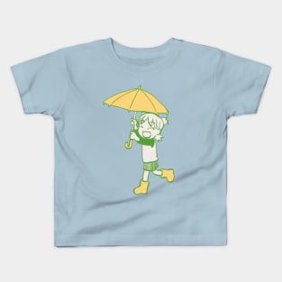 rainy season yotsuba in rain boots and umbrella Kids T-Shirt